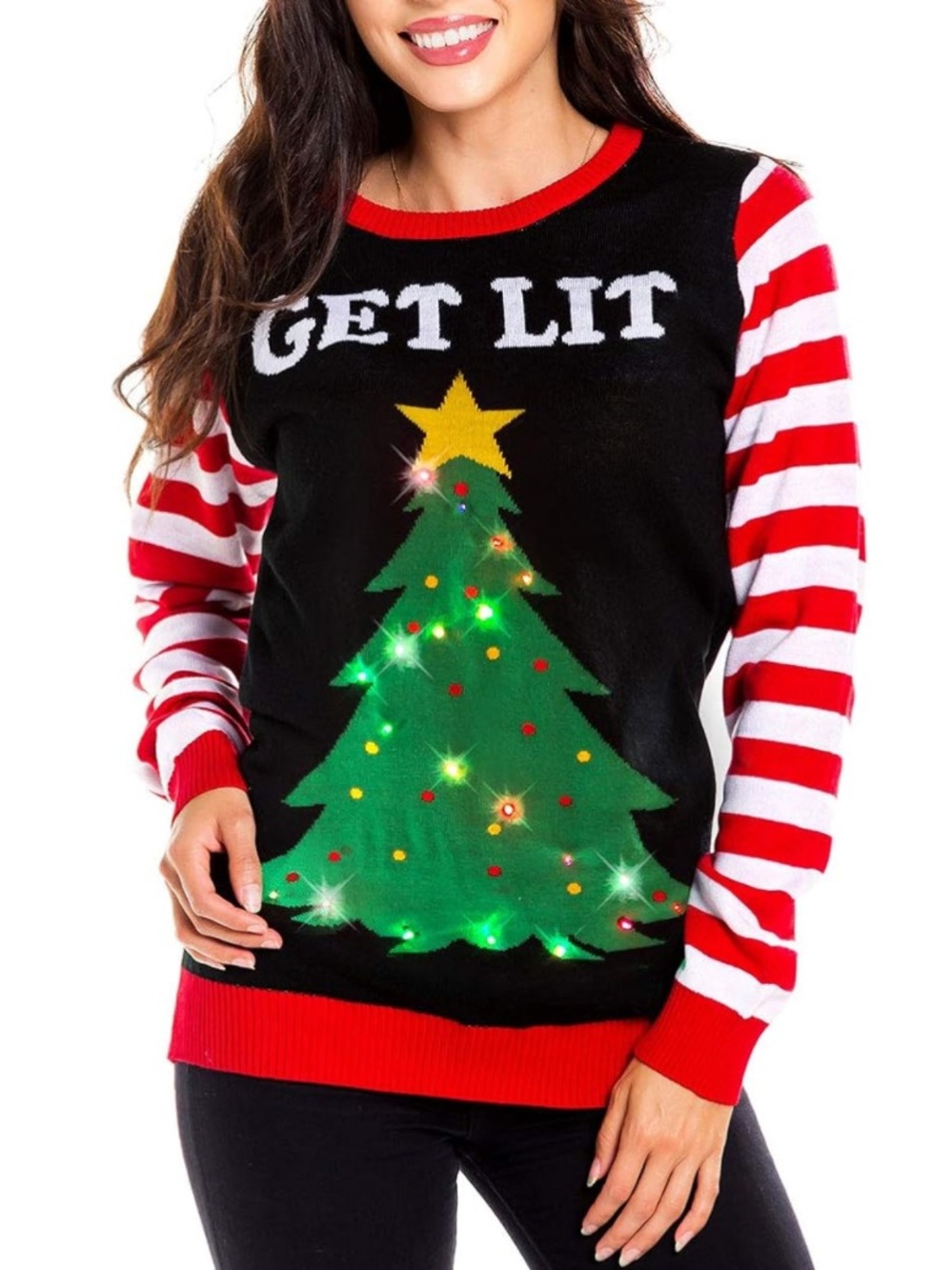 Tipsy Elves “Get Lit” Light-Up LED Christmas Sweaters - Ugly Christmas Pullovers